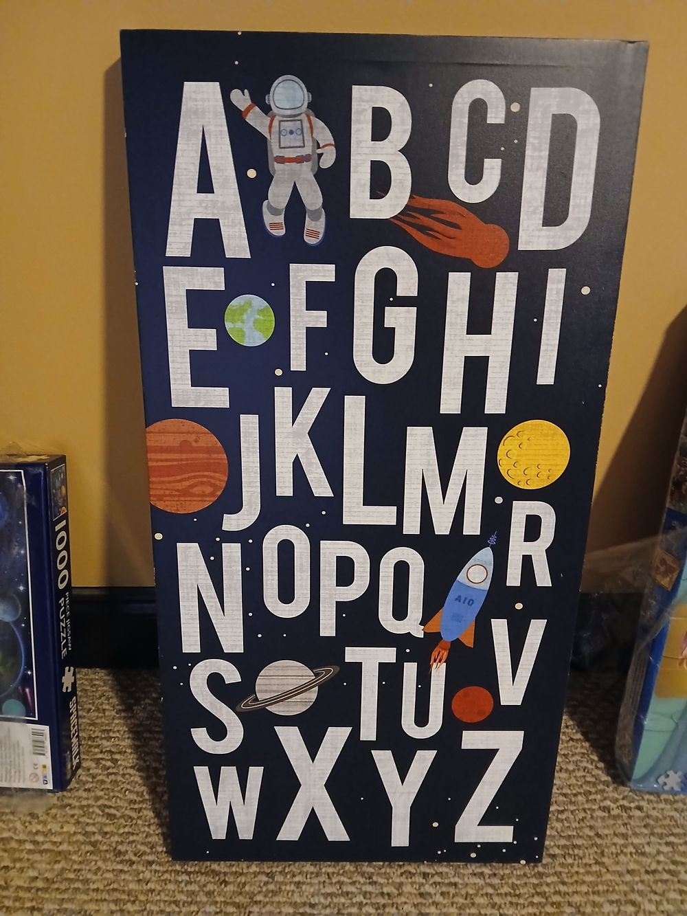 Space Alphabet Wall Art - Navy Blue